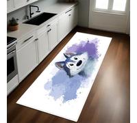 Estilo Gota De Agua Alfombra de Cocina 60 x 180 cm Lobo, Animal de Dibujos Animados Antideslizante y Lavable, Camino Multiusos Resistente al Desgaste, Antimanchas, Ideal para Bajo Fregadero y Fogones