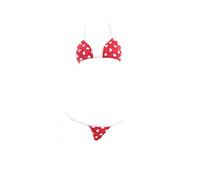 Estilo Japonés Lindo Micro Bikini Lolita Mosaico Japonés Anime Bra y Panty Set Cosplay Tanga Bikini - Rojo - Talla Única