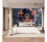 Estilo Japonés Papel Pintado, Anime Kimono Chica No Tejido Papel Tapiz Grande, Mate Grueso Fotomurales Murales para Dormitorio Hotel TV Fondo Pared Dormitorio Sala de Estar 200 x 140 CM