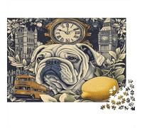 Estilo Londres Rompecabezas Bulldog 1000 Piezas Adultos Papel Juego Educativo Antiestrés Decoración Londres Símbolos 70x50cm/1000pcs