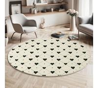 Estilo Minimalista Alfombra Redonda Amor Geometría - Alfombra Negro Antideslizante Pelo Corto Lavable - Alfombras Redonda para Sala Dormitorio Comedor Habitacion Juvenil 60cm