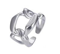 Estilo minimalista europeo con un diseño plateado que se asemeja a un anillo de cadena, se puede combinar con un uso casual para crear un aspecto más relajado, 2x2x1cm, Metal
