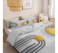 Estilo Minimalista Formas Geométricas Rayadas Funda nórdica - 3 Piezas,Cama 105-200 x 200 cm y 2 Fundas de Almohada, Transpirable Suave al Tacto 100% Microfibra Juego de Funda Nórdica, Gris