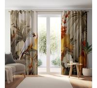 Estilo moderno arte plantas Cortinas opacas - Multicolor Cortinas opacas de microfibra, fáciles de cuidar, con ojales para ventanas de dormitorio, sala de estar u oficina 58.5An x 138Al cm (2 Paneles)
