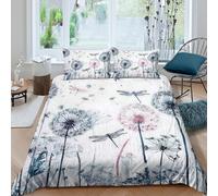 Estilo Natural Funda Nórdica de Diente de León 3D Impresión Microfibra Suave Decoración Dormitorio Juego de Cama Floral para Adultos Transpirable Single（135x200cm）
