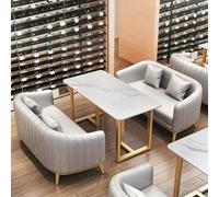 Estilo nórdico Celebridad de Internet Negociación ocio for dos personas Comedor Bar Cabina Sofá Combinaciones mesa y silla for cafetería comida occidental, tienda té con leche, postres(Gray,Set2)