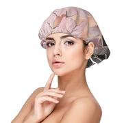 Estilo nórdico, patrón geométrico rosa, dorado,Gorro de dormir de satén para adultos - Gorro de dormir elástico para mujer, cubrecabello nocturno