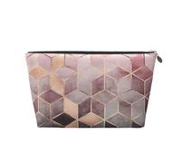 Estilo nórdico, patrón geométrico Rosa Rosa, Dorado, Bolsa de artículos de tocador Bolsa de Maquillaje Bolsa de cosméticos Bolsa de artículos de tocador de Viaje portátil
