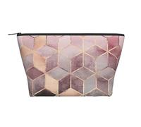 Estilo nórdico, patrón geométrico Rosa Rosa, Dorado, Bolsa de artículos de tocador Bolsa de Maquillaje Bolsa de cosméticos Bolsa de artículos de tocador de Viaje portátil