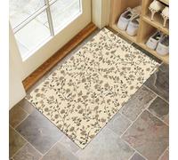 Estilo Pastoral Rural Felpudo 60 X 90 Cm, Vides Floresalfombras para Puerta Entrada, Entrada Interior Antideslizante Lavable Absorbente Felpudo, Crema Suave,Lavable A Máquina