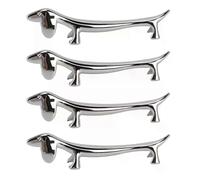 (Estilo Perro) Juego de 4 soportes para cubiertos, palillos plateados, aleación de zinc electrochapada