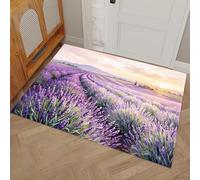 Estilo Pintura Al Óleo Felpudo Antideslizante - 50 x 80 cmCampos Lavanda Trampa de Tierra Felpudo Exterior e Interior para Entrada Limpia - Fácil de Cuidar - Morado Claro