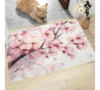 Estilo Pintura con Tinta Felpudo Antideslizante - 90 x 150 cmRamas Cerezo Flor Trampa de Tierra Felpudo Exterior e Interior para una Entrada Limpia - Fácil de Cuidar - Gris Claro