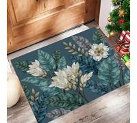 Estilo Pintura Óleo Felpudo Antideslizante - 80 x 120 cmPlantas Tropicales Flores Silvestres Trampa de Tierra Felpudo Exterior e Interior para Entrada Limpia - Fácil de Cuidar - Ver Oscuro