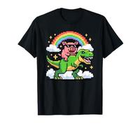 Estilo Píxel Arte Cerdo T-Rex Tiranosaurio Gráficos 8 Bits Camiseta