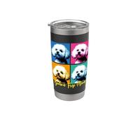 Estilo pop art de Bichon Frise Mom Vaso térmico de acero inoxidable de doble pared
