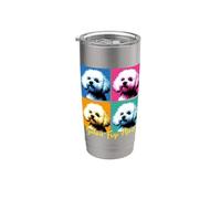 Estilo pop art de Bichon Frise Mom Vaso térmico de acero inoxidable de doble pared