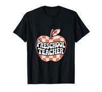 Estilo Retro a Cuadros de Manzana para Maestros preescolares Camiseta
