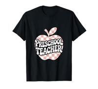 Estilo Retro a Cuadros de Manzana para Maestros preescolares Camiseta