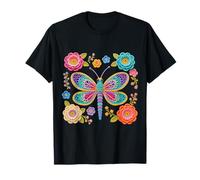 Estilo Retro de Ganchillo libélula Estampado Floral Formas Mania Camiseta