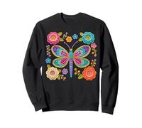 Estilo Retro de Ganchillo libélula Estampado Floral Formas Mania Sudadera