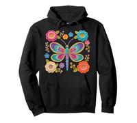 Estilo Retro de Ganchillo libélula Estampado Floral Formas Mania Sudadera con Capucha
