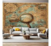 Estilo Retro Fotomurales Mapa del mundo Papel Pintado 250x175 cm Fotográfico Tejido No Tejido Fondo de Pantalla Mural Decoración de Pared Sala Cuarto Oficina Salón