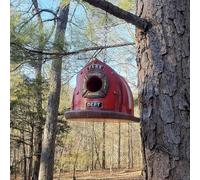 Estilo Retro Fuego Casco Birdhouse Rojo Locomotora pájaro alimentador casa hogar al Aire Libre Resina artesanía árbol Colgante decoración del hogar.
