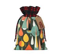 Estilo retro moderno de mediados de siglo con formas de caída, 1 bolsa con cordón de 8.3 x 11.8 pulgadas, duradera y elegante, ideal para regalos personalizados de Halloween