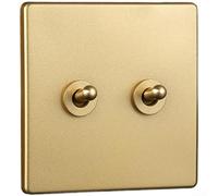 Estilo retro para interruptor de palanca, palanca de latón, acabado dorado, autobloqueo, cobre rojo, PC, panel ignífugo, contactos de bronce fosforado, 86 x 86 mm, decoración interior del hogar y