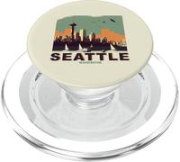 Estilo Retro, Seattle, Washington, Horizonte de la Ciudad PopSockets PopGrip para MagSafe