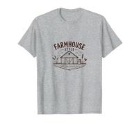 Estilo rústico de Granja Escena de Granero Vintage Country Decor Camiseta, Hombre, Gris Jaspeado, L