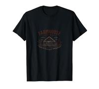 Estilo rústico de Granja Escena de Granero Vintage Country Decor Camiseta, Hombre, Negro, L