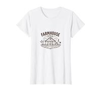 Estilo rústico de Granja Escena de Granero Vintage Country Decor Camiseta, Mujer, Blanco, L