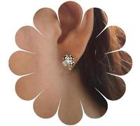 Estilo Sencillo pendientes mujer plata, pendientes mujer de Mujer, tachuelas de estilo ligero para mujeres y niñas (blanco y negro).