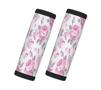 Estilo Shabby Chic con estampado floral rosa y rosas pálidas blancas., 2 piezas de fundas para asas de equipaje, cubiertas suaves y cómodas para asas de equipaje. Etiqueta para equipaje.