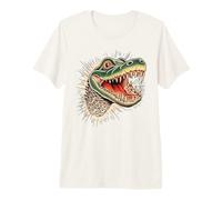 Estilo Tradicional del Tatuaje de la Cabeza de cocodrilo Feroz Camiseta Premium