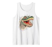 Estilo Tradicional del Tatuaje de la Cabeza de cocodrilo Feroz Camiseta sin Mangas