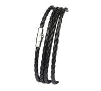 Estilo Últimos Pulseras de Cuero de 4 Círculos Populares para Hombres Pulseras de Identificación Vintage Negras Durability