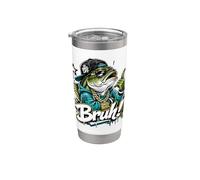 Estilo urbano Cool Bass Fish Bruh Angler Vaso térmico de acero inoxidable de doble pared