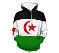 Estilo Urbano Sudadera con Capucha Unisex Estampado Sáhara Occidental Bandera Bolsillos Chaqueta Deportiva Casual Multifuncional Pullover Capucha Corte Holgado Impermeable Abrigada