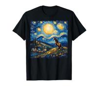 Estilo Van Gogh Funny Horse Lover The Starry Night Painting Camiseta
