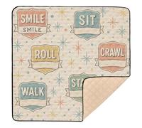 Estilo vintage - Alfombra de juego grande y elegante con patrón de hitos de bebé, para interiores y exteriores, tapete de actividades portátil para sala de juegos para bebés pequeños, 50 x 50 pulgadas
