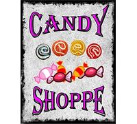 Estilo vintage Candy Shop Candy Retro Style Cocina Celebración Patio Restaurante Cafetería Carteles Bar Pub Garaje Novedad Funny Metal Signs Art Wall Decor 6 x 8 pulgadas.