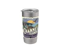 Estilo vintage de póster de viaje al Parque Nacional de las Islas del Canal Vaso térmico de acero inoxidable de doble pared