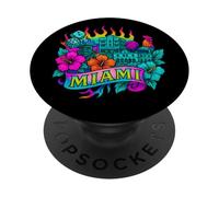 Estilo Vintage de Tatuaje de Miami, diseño Retro de Rainbow City PopSockets PopGrip Adhesivo