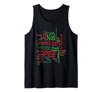 Estilo Vintage Feliz Navidad Traducción Palabra Patrón Camiseta sin Mangas