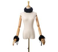 Estilos Victorianos Renacimientos Neck Ruff Ajuste Ajustable Ajuste De Collar Con Rubores Y Puños De Muñeca Para Fiestas Disfraces Neck Ruff