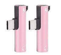 Estink Adaptador 2 en 1 tipo C, de aleación de aluminio, USB C a conector de auriculares de 3,5 mm, adaptador de cargador con puerto de carga para LeEco Z17 (rosa)