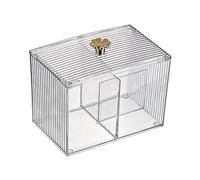 Estink Caja de almacenamiento de almohadillas de algodón, dispensador de almohadillas de algodón portátil, soporte transparente con tapa para cosméticos, maquillaje, hisopos, decoración de escritorio